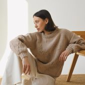 Hand-embroidered Yellow Floral Cotton Sweater - Chunky Knit Pullover