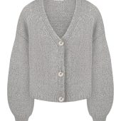 Handcrafted Alpaca Cardigan: Grey Merino Wool Knitwear