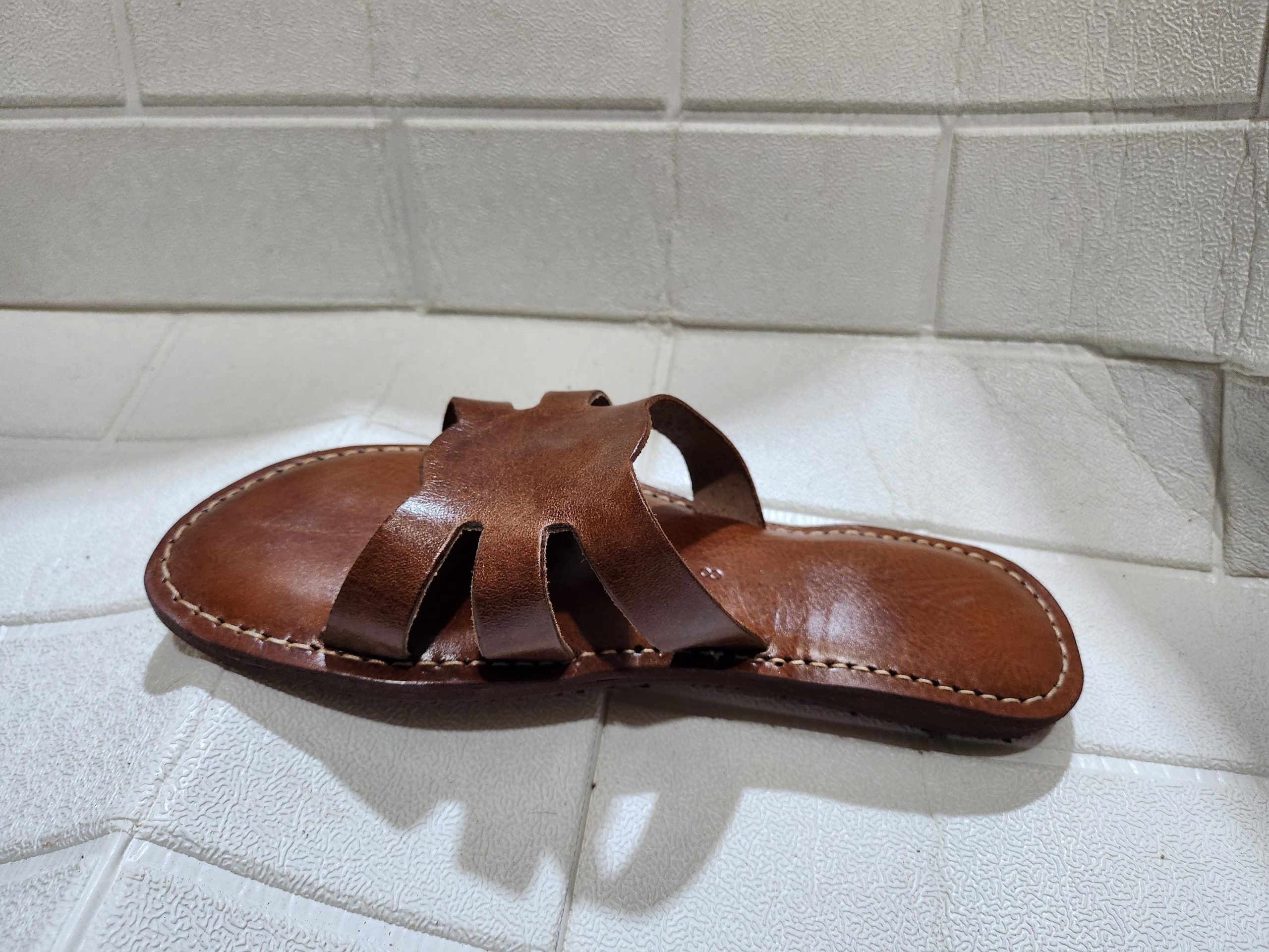 Handmade Moroccan Leather Sandals For Women - Summer Sandals - Brown Leather Slide Sandal - Womens Slippers - Casual Leather Summer Shoes