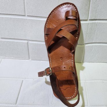 Handmade Moroccan Leather Sandals For Women – Brown Toe Loop Flat Sandals – Genuine Leather Summer Shoes – Buckle Strap Design