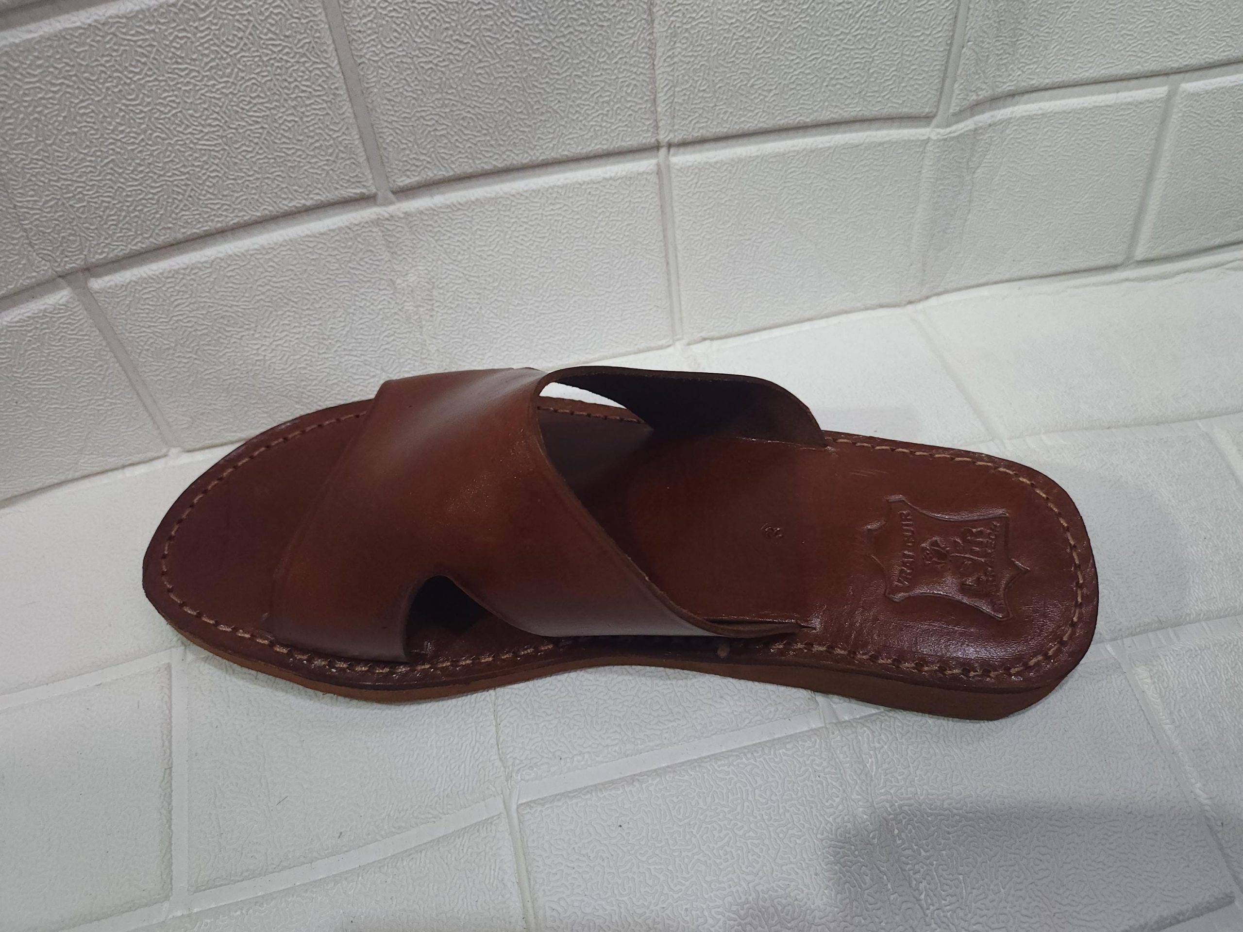 Moroccan Leather Sandals For Men – Handmade Brown Slip-on Summer Gift Shoes