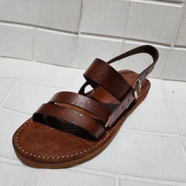 Moroccan Men’s Leather Sandals – Handmade Brown Buckle Sandals With Triple Strap, Comfortable Rubber Sole, Traditional Moroccan Summer Shoes