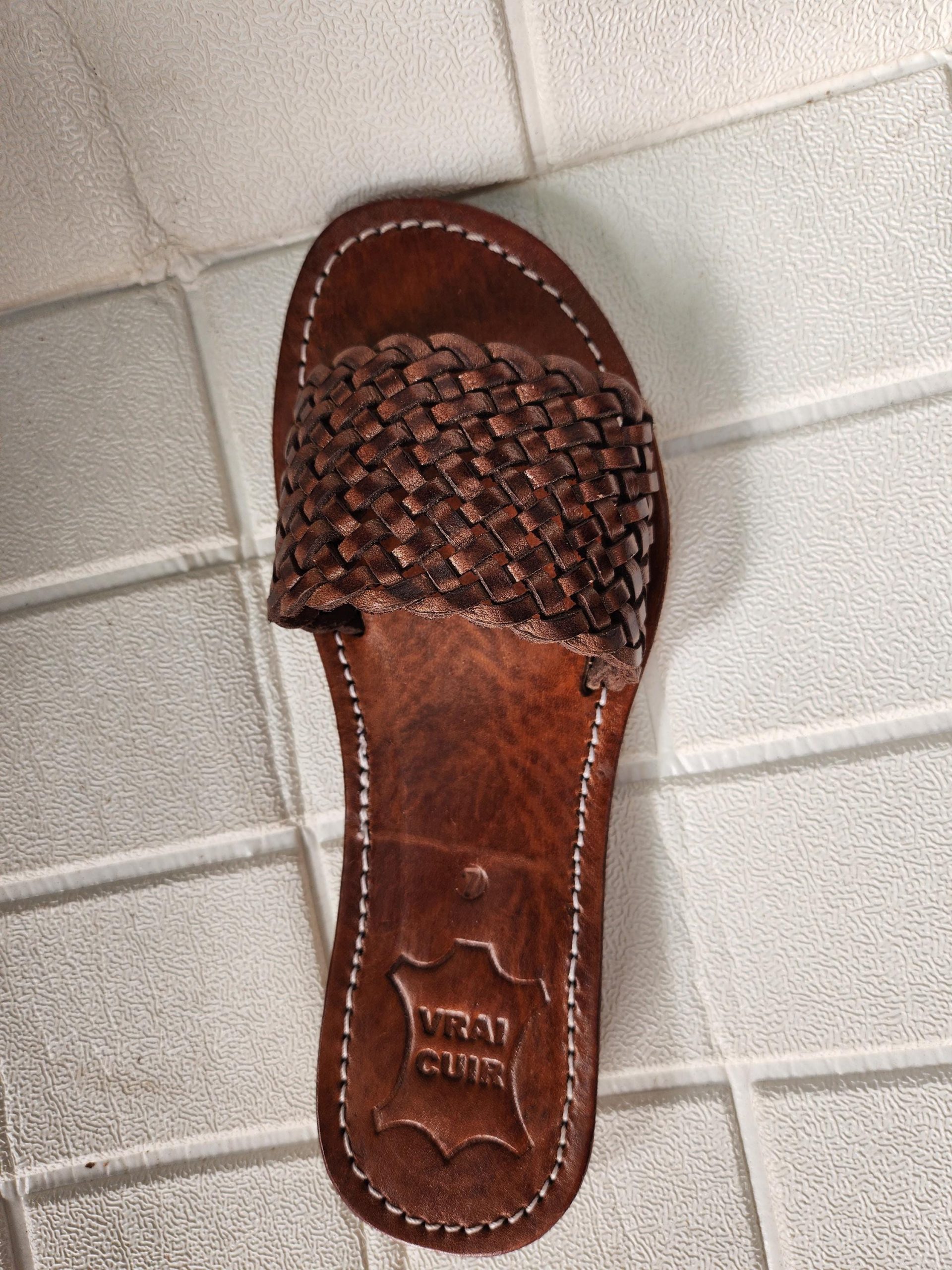 Moroccan Handmade Leather Sandals Women – Braided Slides, Strappy Summer Shoes, Open Toe Beach Sandals, Handcrafted Flat Leather Sandals