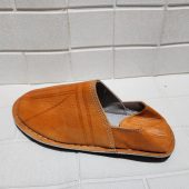 Moroccan Men’s Orange Leather Slip-on Sandals – Handmade Babouche For Him – Natural Leather Slides – Custom Gift Idea – Sizes 40-46 Eu