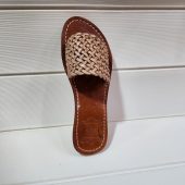 Handmade Moroccan Braided Leather Sandals For Women – Natural Woven Flat Slides – Artisan Marrakech Shoes – Summer Boho Slip-on Flats
