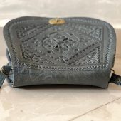 Handmade Moroccan Leather Crossbody Bag – Tooled Floral Carving Saddle Purse – Boho Vintage Shoulder Bag – Artisan Cowhide Leather Handbag